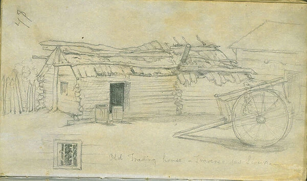 Old Trading House, Traverse des Sioux, 1851 (pencil on paper)