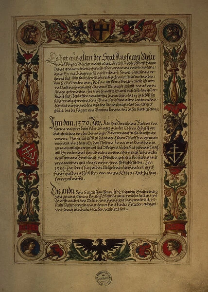 Page from the Geheim Ehrenbuch des Fuggerschen Geschlechts (pen & ink on paper)