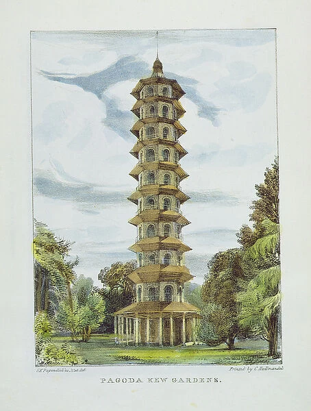Pagoda, Kew Gardens, plate 9 from Kew Gardens: A Series of Twenty-Four Drawings on Stone