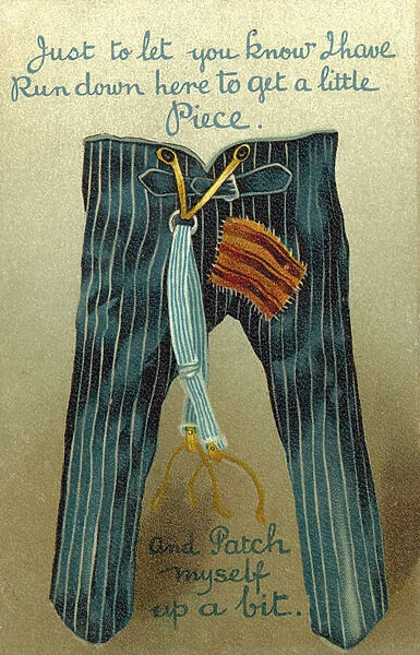 Patched pair of trousers (colour litho)