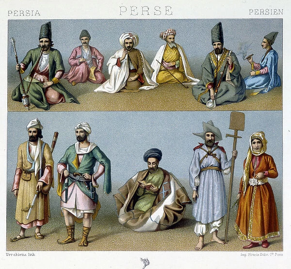 Persian Costumes - in 'The historical costume'by Racinet, 1876