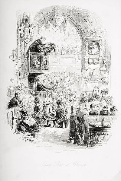 Our pew in church, illustration from David Copperfield by Charles Dickens