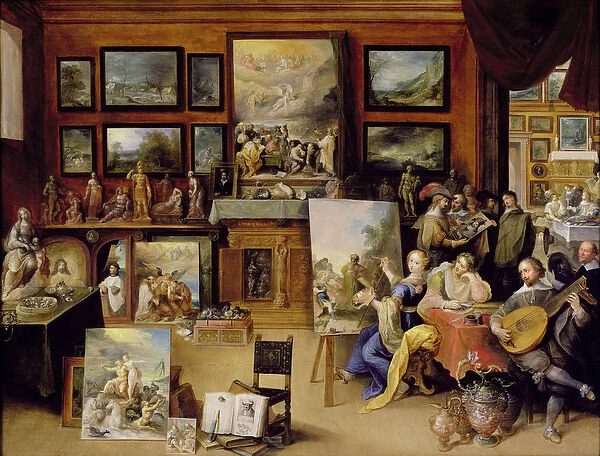Pictura, Poesis and Musica in a Pronkkamer (oil on panel)