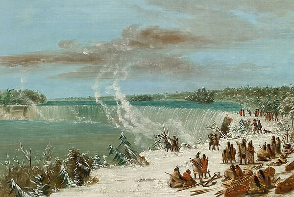 Portage Around the Falls of Niagara at Table Rock, 1847- 48 (oil on canvas)