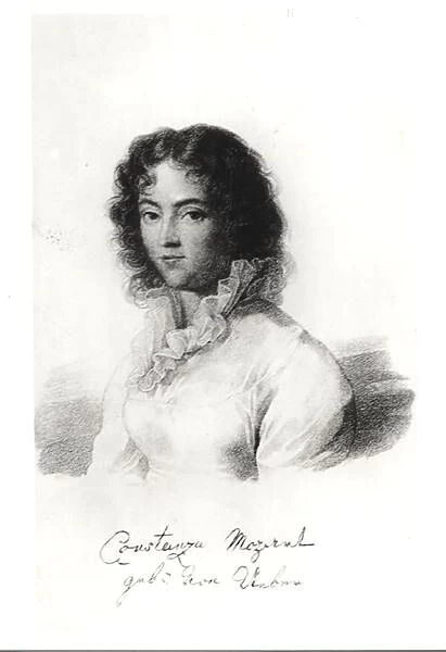 Portrait of Constanze Mozart (1762-1842) 1828 (litho) (b  /  w photo)