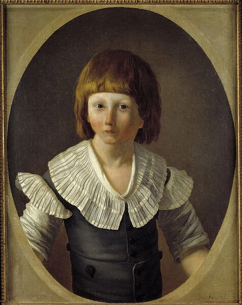 Portrait of Louis XVII (1785-1795) at the temple prison Painting by Joseph Marie Vien