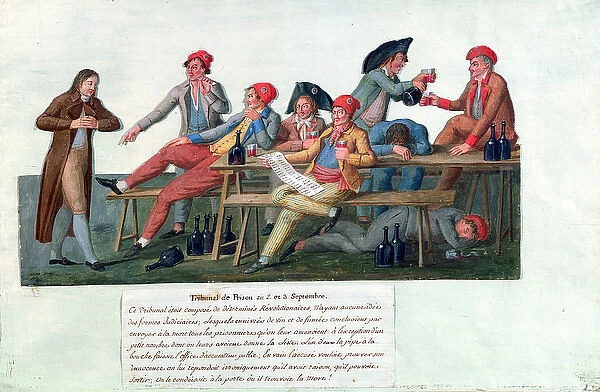 Prison Tribunal of 2 & 3 September, 1792 (gouache on card)