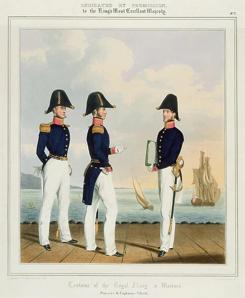 Pursers and Captains Clerk, plate 7 from Costume of the Royal Navy