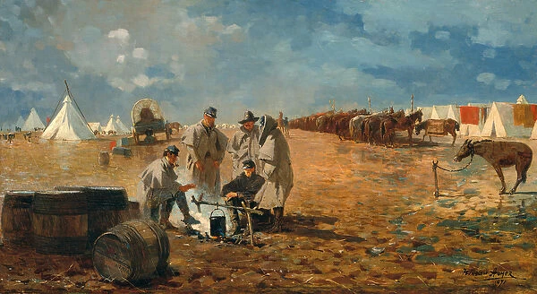 Rainy Day in Camp, 1871 (oil on canvas)
