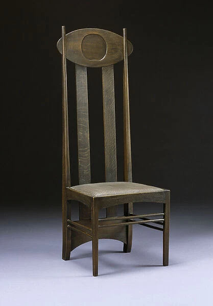 Rare and important high-back chair, c. 1898-99 (oak)