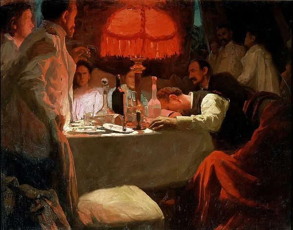 Under the Red Light, c. 1910 (oil on canvas)
