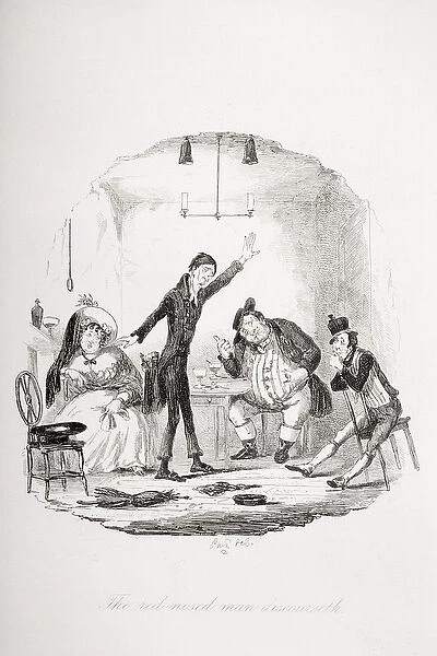 The red-nosed man discourseth, illustration from The Pickwick Papers by Charles Dickens