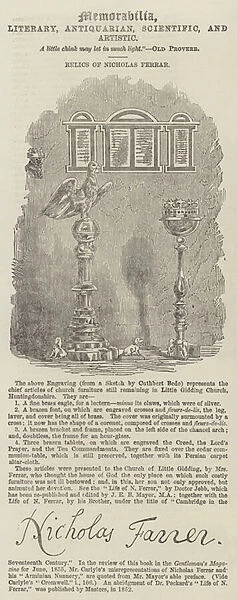 Relics of Nicholas Ferrar (engraving)