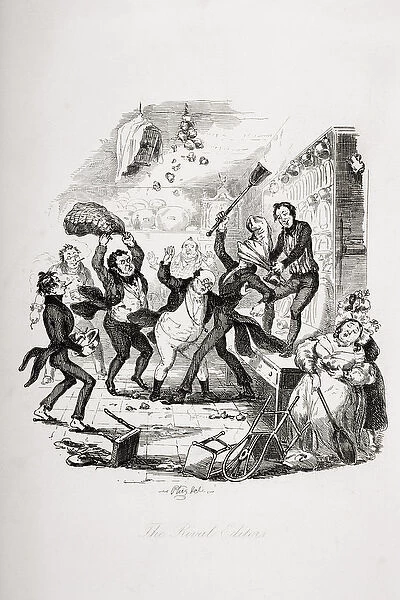 The rival editors, illustration from The Pickwick Papers by Charles Dickens