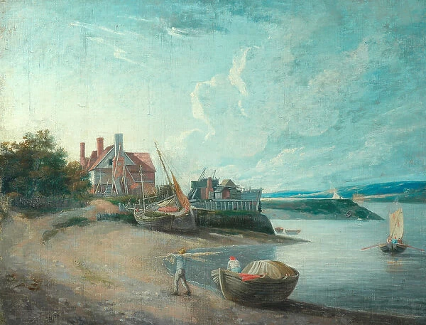 River Scene with Boats, 1815 (oil on canvas)