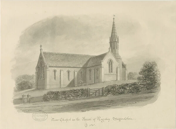 Rugeley - Brereton Chapel: [St. Michaels Church, Brereton] sepia wash drawing