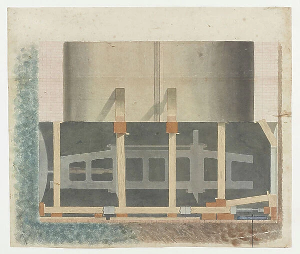 Section of one of the iron frames comprising the shield, 1836 (watercolour on paper)