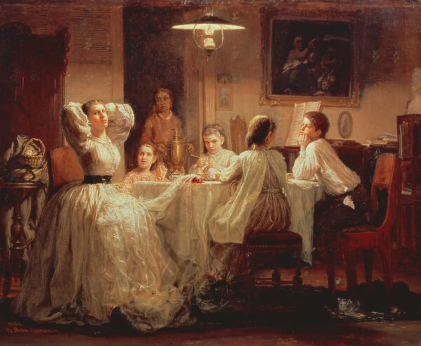Sewing of the Dowry, 1866 (oil on canvas)