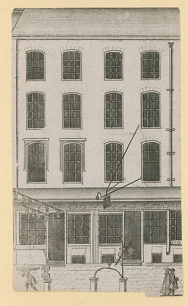 Shop frontage in London (engraving)