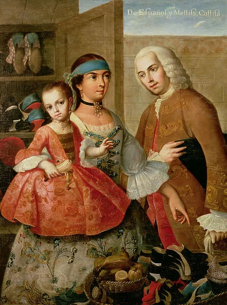 A Spaniard and his Mexican Indian Wife and their Child, from a series on mixed race