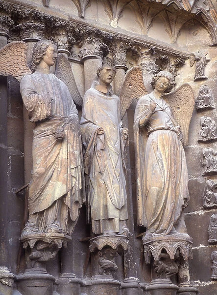 Statues of the Cathedral of Reims (angel with smile)