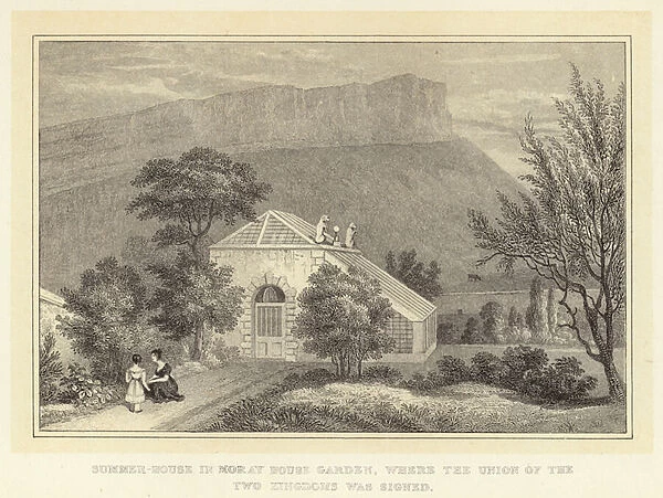 Summer-House in Moray House Garden, where the Union of the Two Kingdoms was signed (engraving)