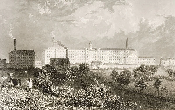 Swainson Birley & Co. factory near Preston, Lancashire, engraved by James Tingle (fl
