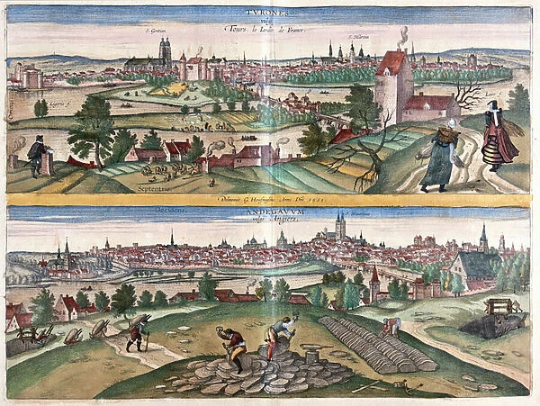 Tours - Angers, the garden of France, 1566 (engraving, 1598)