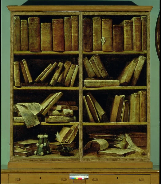 Trompe l Oeil of a Bookcase, 1710-20 (oil on canvas)
