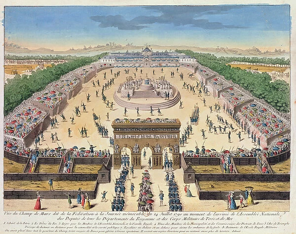 View of the Champs de Mars, 14th July 1790 (coloured engraving)