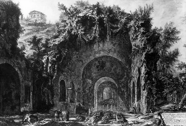 View of the Grotto of Egeria outside the Porta Capena, from the Views of Rome series, c