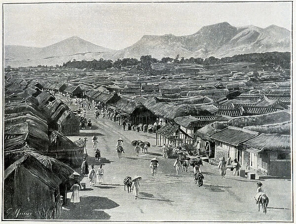 View of the Main street of Seoul, capital city of Korea in the 19th century