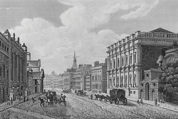 View in Parliament Street, shewing Whitehall, the Treasury etc, Westminster (engraving)