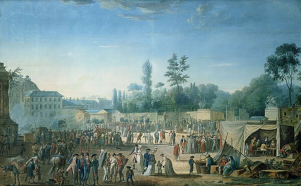 View of the Tuileries from the Place de la Revolution, 1799 (w  /  c & gouache on paper)