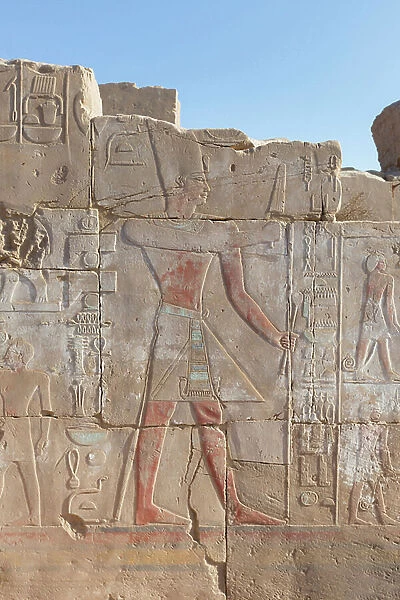 Wall reliefs, Karnak temple complex, Luxor, Egypt