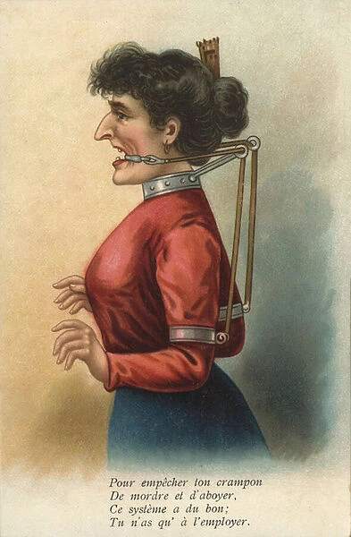 Woman in a muzzle (colour litho)