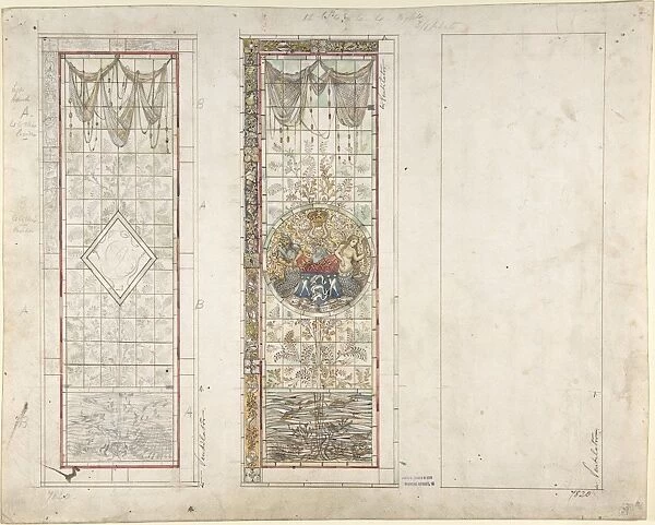 Design Stained Glass Marine Motifs 19th century