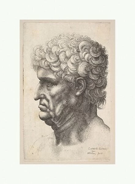 Head man thick curly hair profile left 1640-49