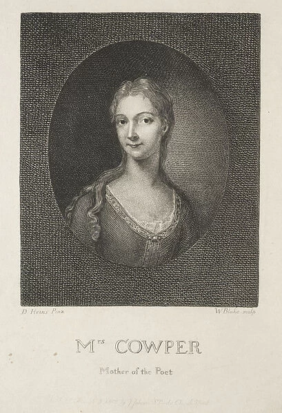 Mrs Cowper Mother Poet 1802 William Blake British