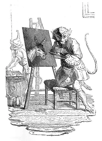 An Ape painting an Ass, 1753. Artist: George Bickham