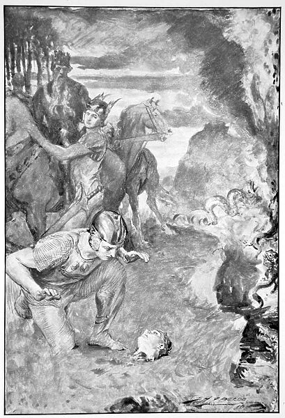 Beowulf finds the head of Aschere, 1910. Artist: John Henry Frederick Bacon