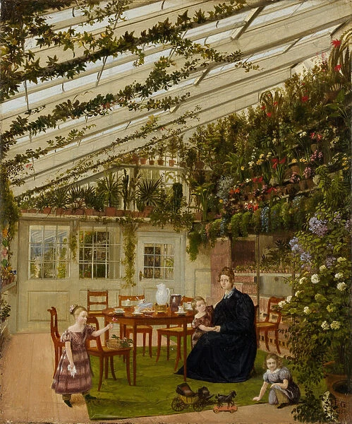 The Family of Mr. Westfal in the Conservatory, 1836. Creator: Johann Philipp Eduard Gartner
