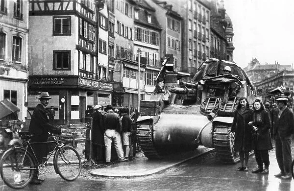 The first Allied tanks arrive in Strasbourg, Alsace, November 1944