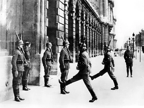 German soldiers on guard duty outside the Hotel Crillon, Paris, 7 October 1940