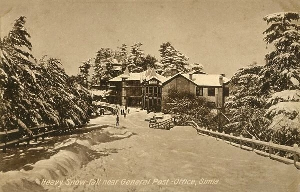 Heavy Snow-fall near General Post-Office, Simla, c1918-c1939. Creator: Unknown