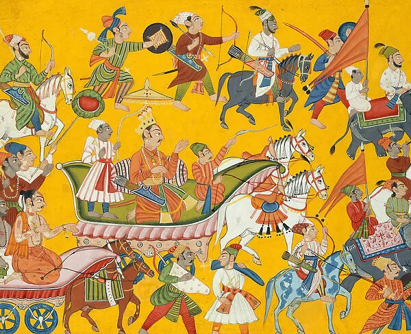 King Dasaratha and His Retinue Proceed to Ramas Wedding: Folio from the Shangri
