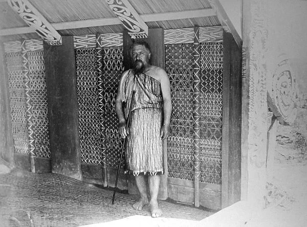 Maori communal hut, New Zealand, 1899