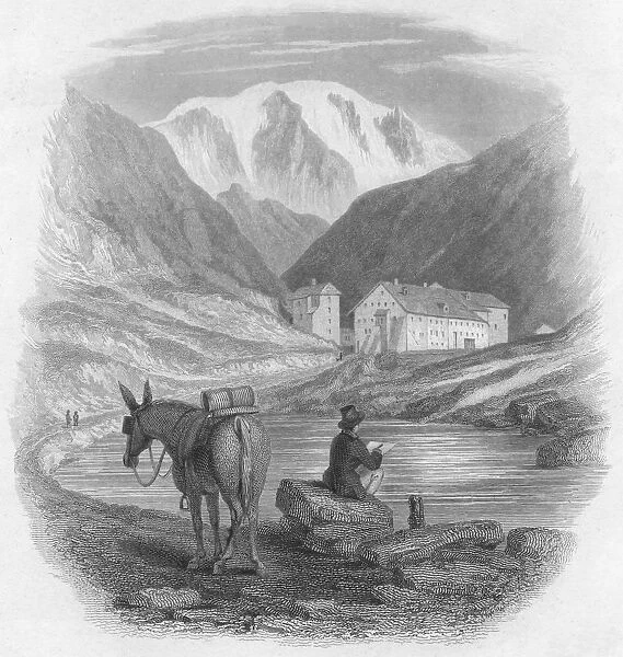 The Pass of the Great Saint Bernard - Hospice of the Great St. Bernard, 1828. Artist: Edward Francis Finden