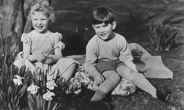 Prince Charles and Princess Anne as children at Balmoral, 28th September 1952. Artist: Lisa Sheridan
