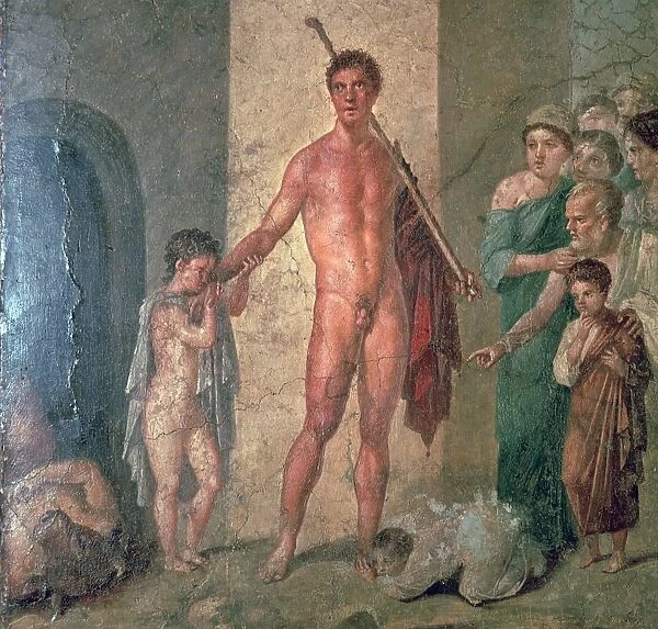Roman wall-painting of Theseus after killing the Minotaur, 1st century
